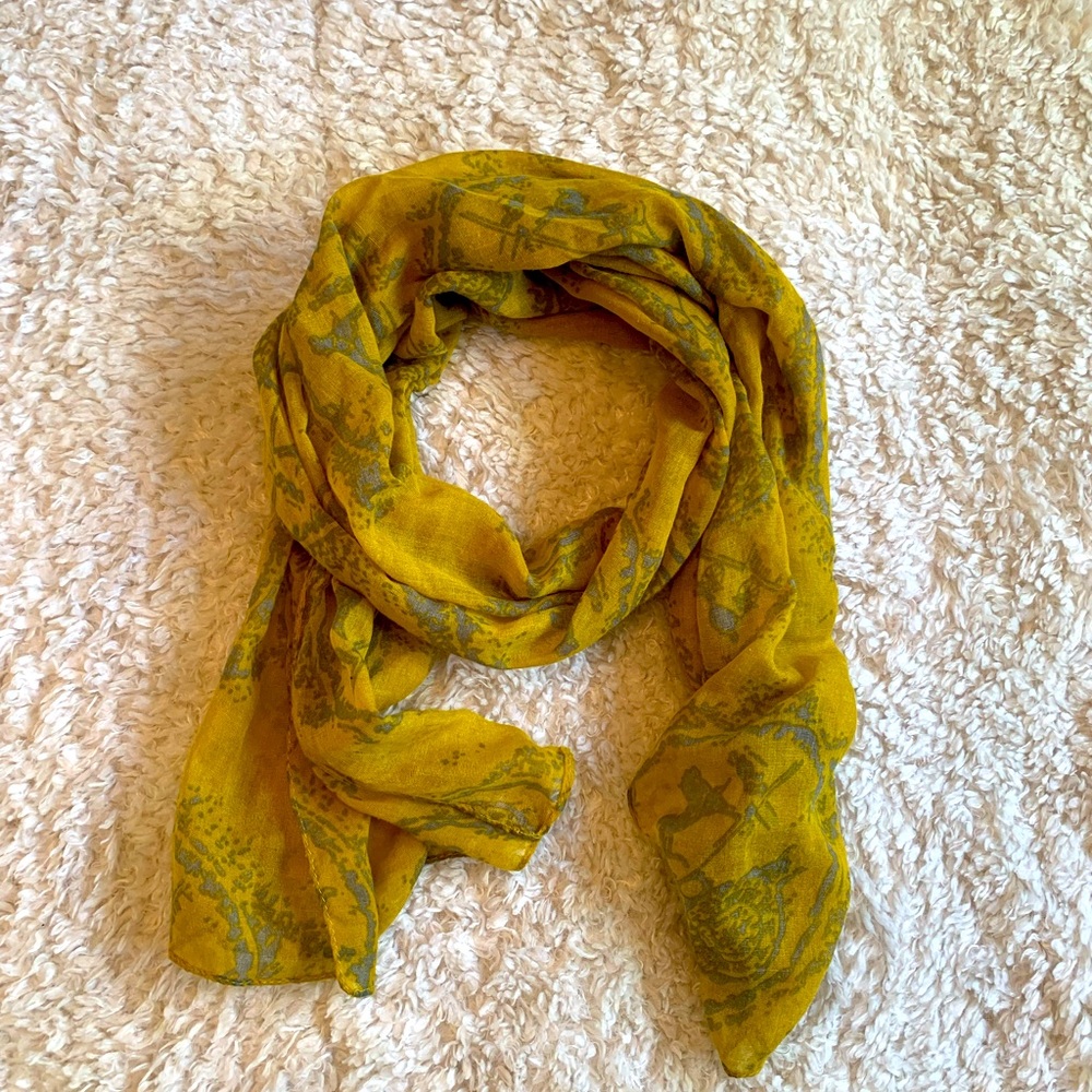 Golden yellow scarf with print